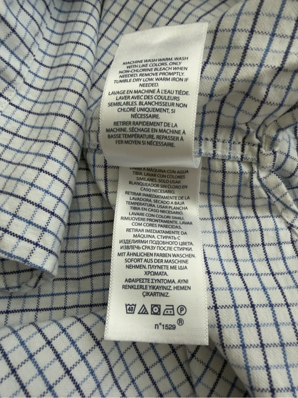 Ralph Lauren White and Blue Checked Button-Down Dress Shirt